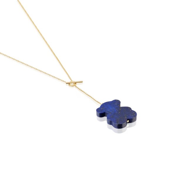 Tous Short Gold Bear Necklace with Lapis Lazuli 1950 - Picture 3 of 4